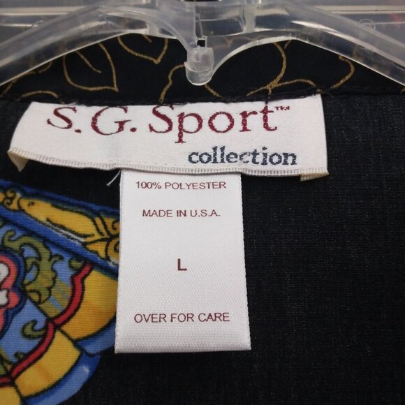 Vintage Women’s Asian Print Multicolor Long Sleeve Statement Blouse | Sz L - Picture 7 of 8